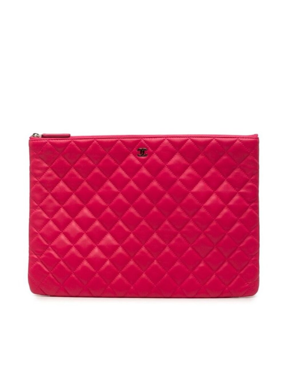 Chanel CC Logo Quilted Clutch Pink Lambskin